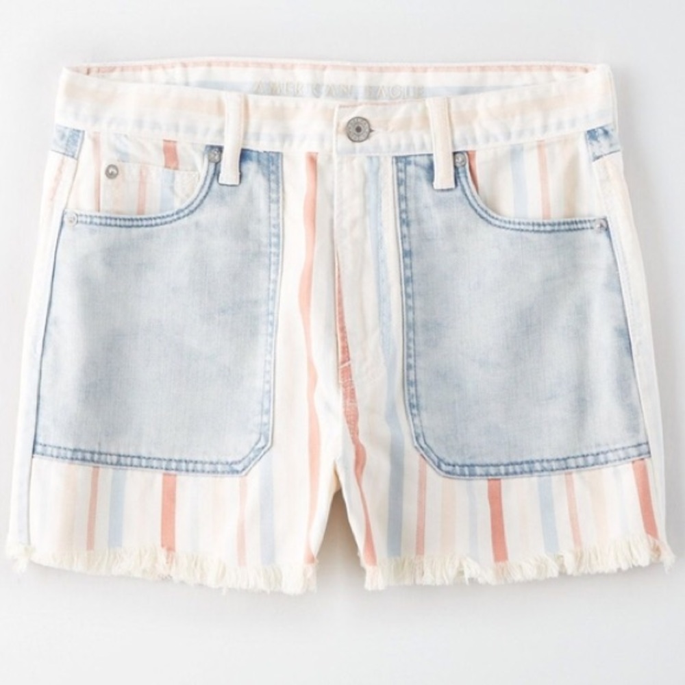 Striped American Eagle Denim Shorts